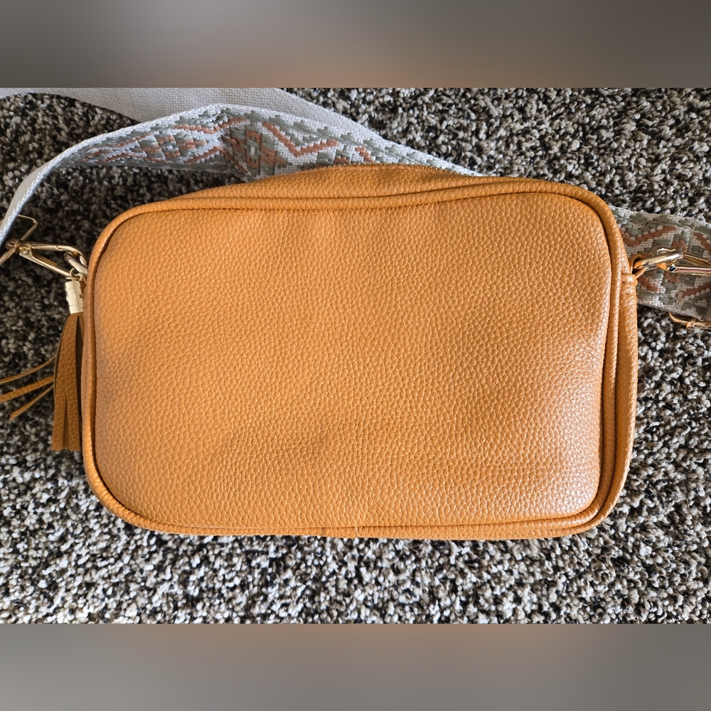 Butterscotch Camera Bag With Patterned Strap - image 5
